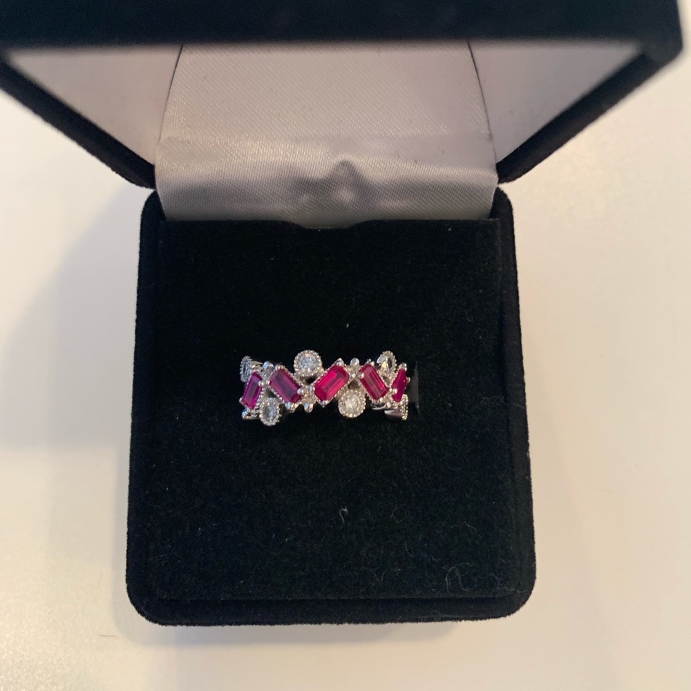 EFFY - 14k White Gold - Pink Sapphire & Diamond Ring